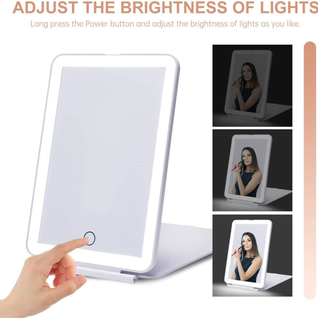 Rechargeable Lighted Travel Makeup Mirror with 10X Magnifier