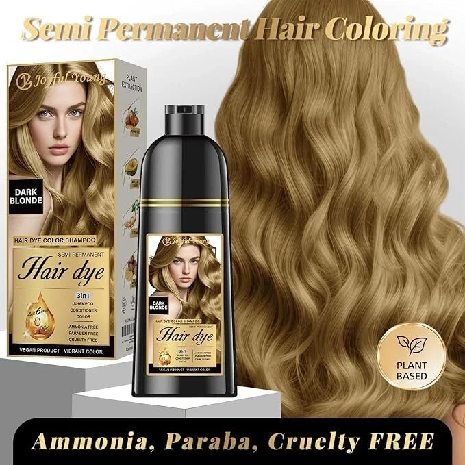 Dark Blonde 3-in-1 Hair Dye Shampoo Gray Coverage Ammonia-Free