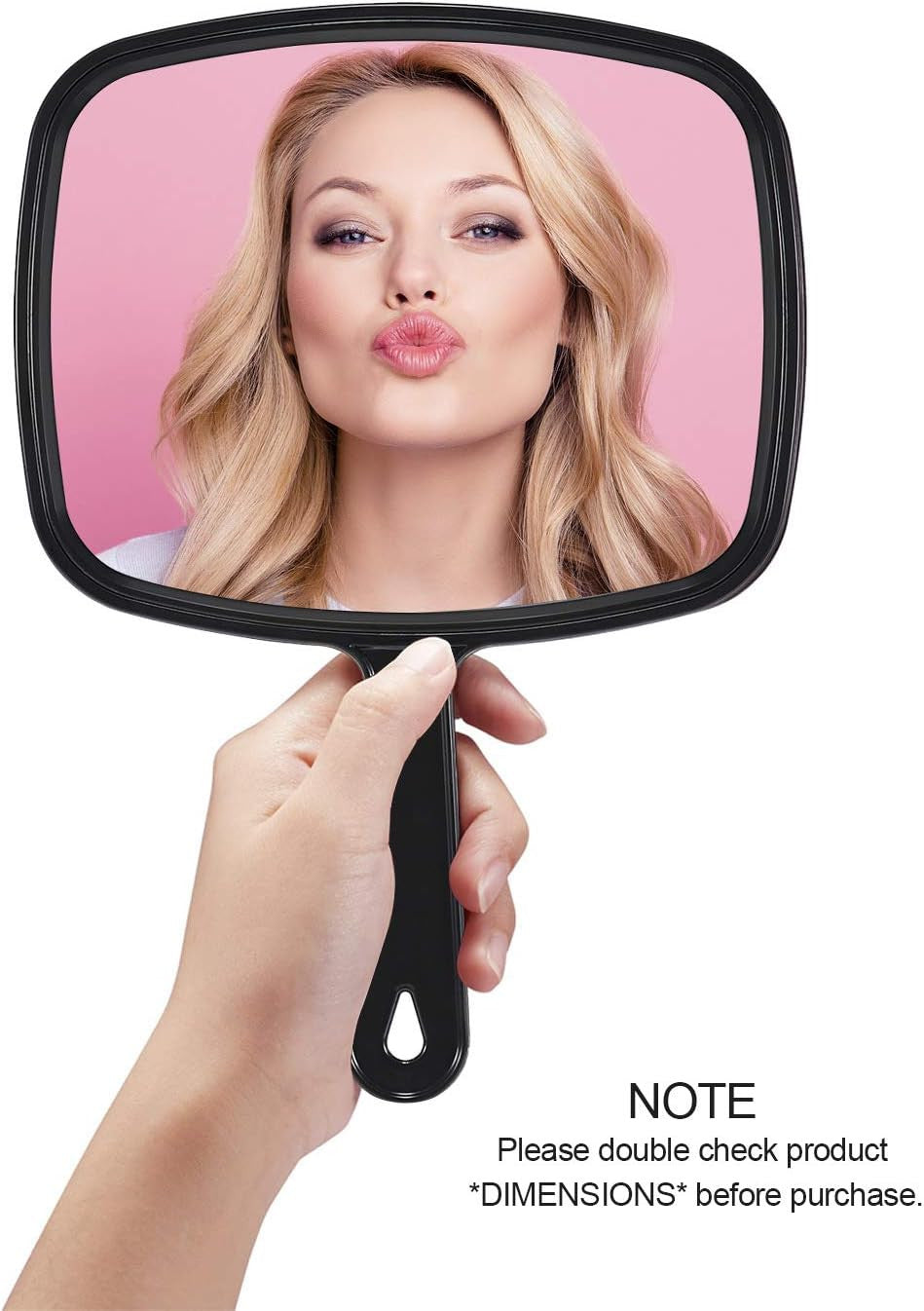 10.3-Inch Hand Mirror for Makeup and Hair Styling - Black