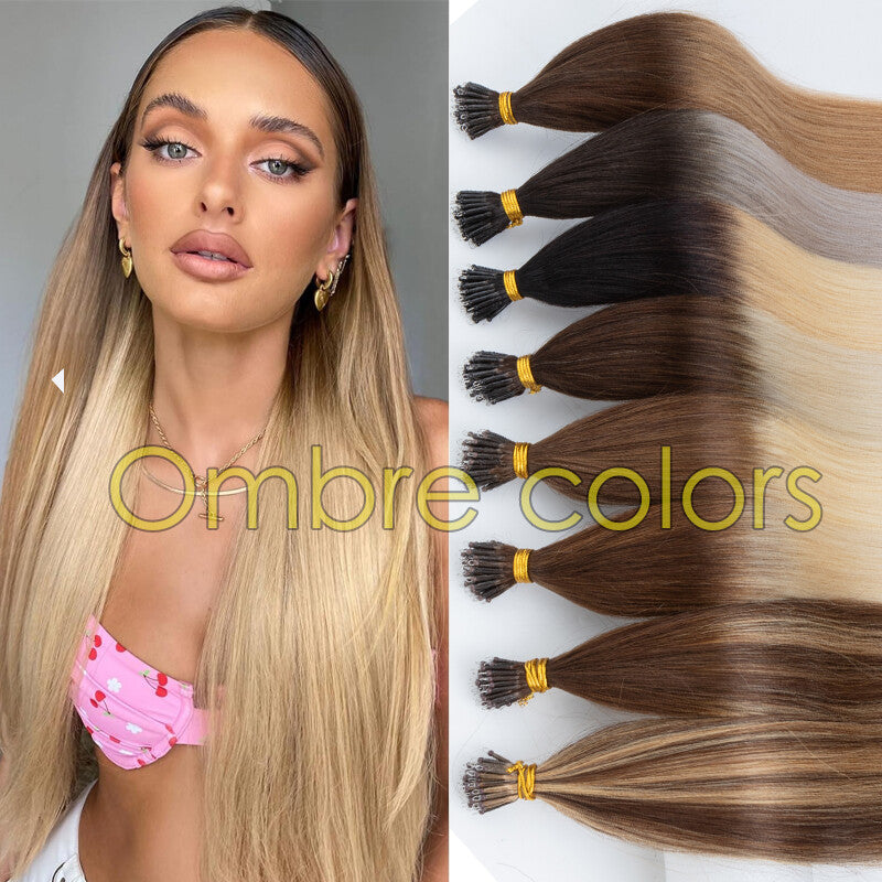 150g Thick Nano Ring Human Hair Extensions with Micro Beads for Ombre Styles