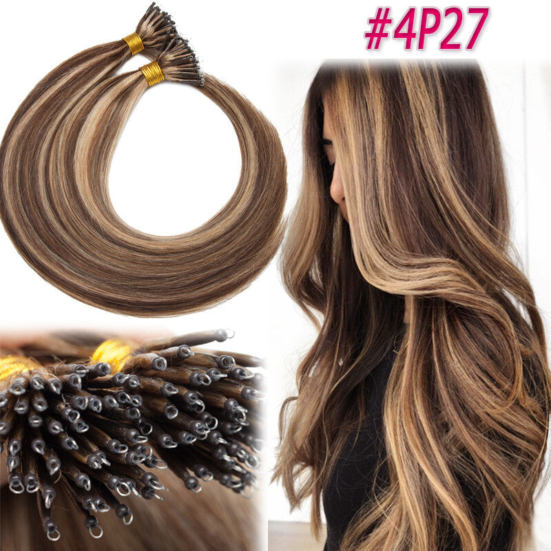 Thick Nano Ring Hair Extensions - Micro Link Bead Tips, Remy Human Hair