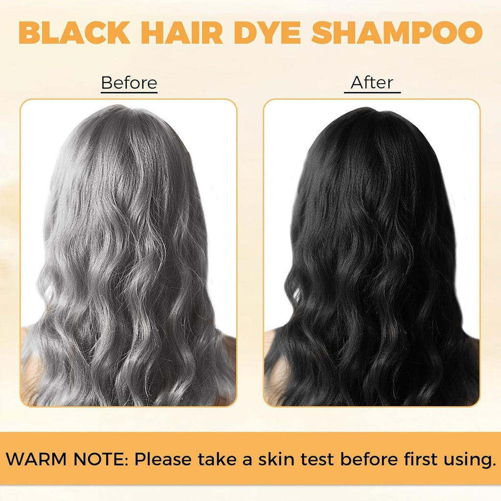 Black Hair Dye Shampoo 3-in-1 for Gray Coverage, Hair Color & Conditioner