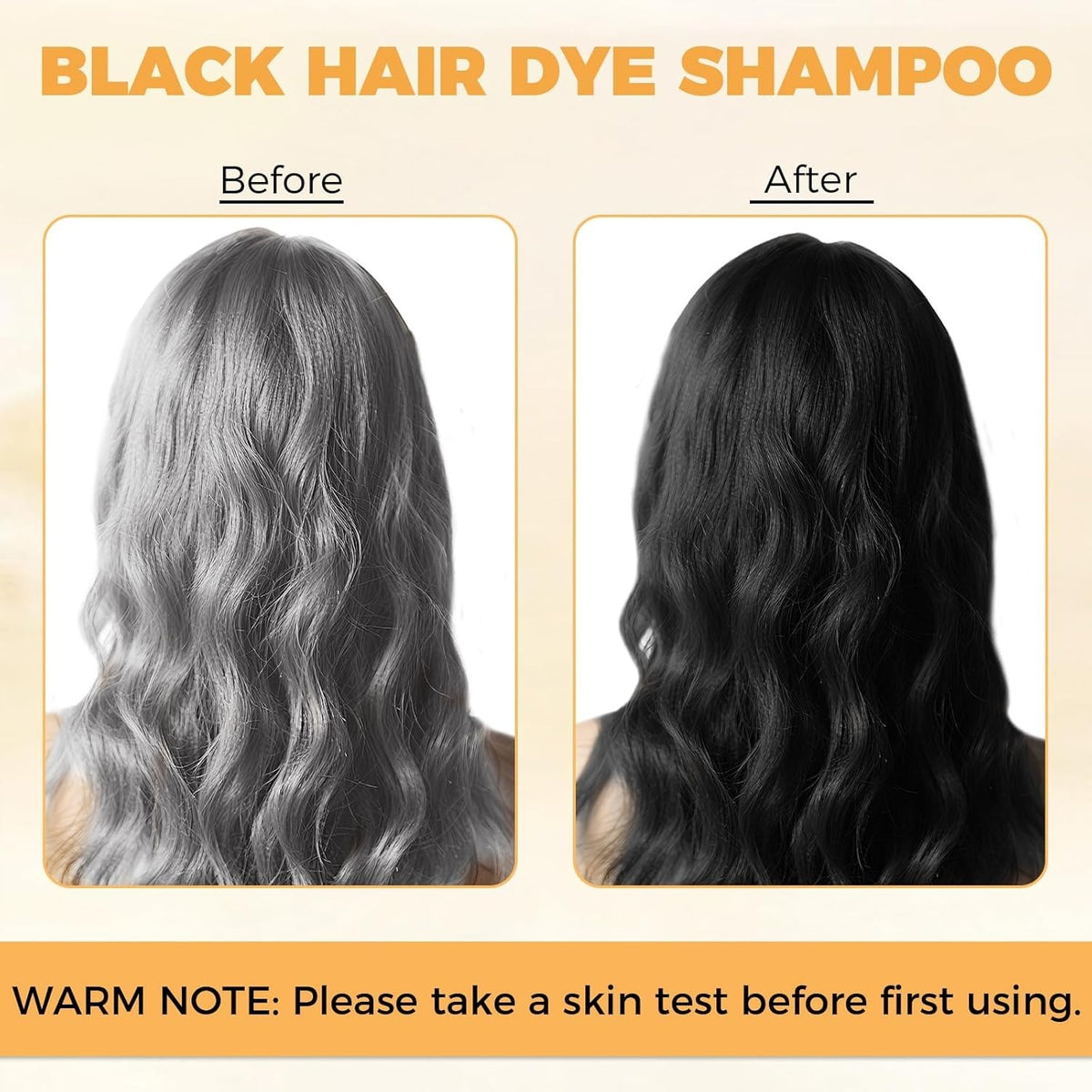 Black Hair Dye Shampoo 3-in-1 for Gray Coverage, Hair Color & Conditioner