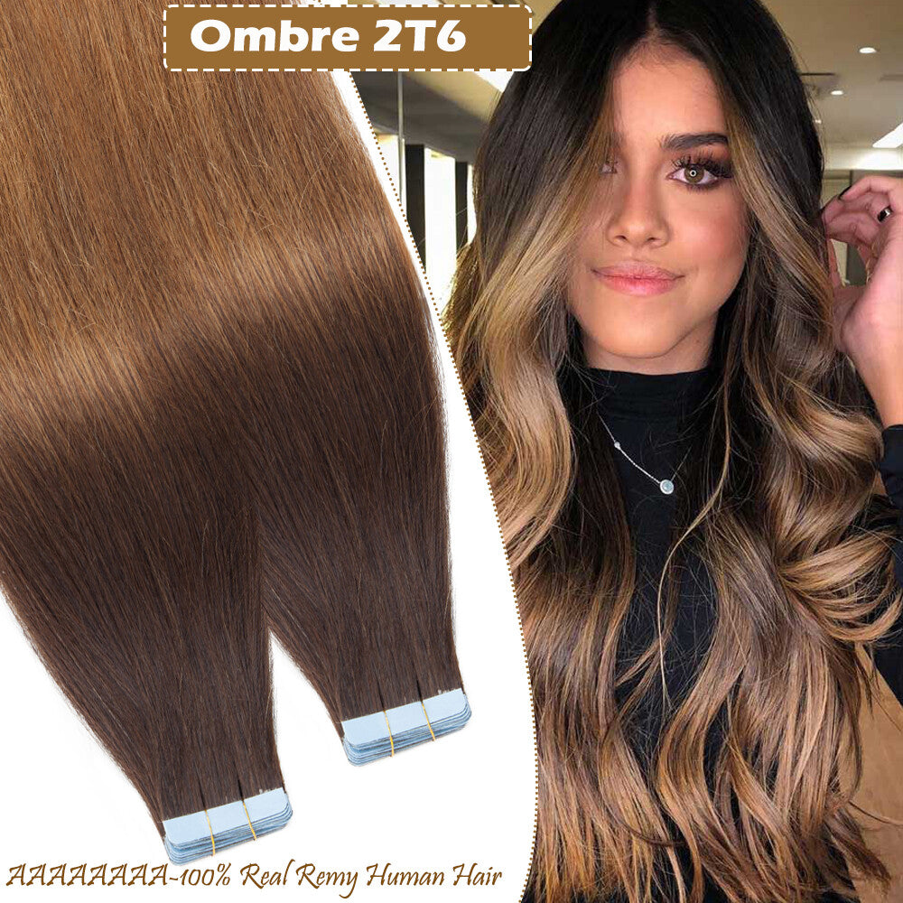 60PCS Tape-In Human Hair Extensions Skin Weft Straight 150g - Thick & Natural