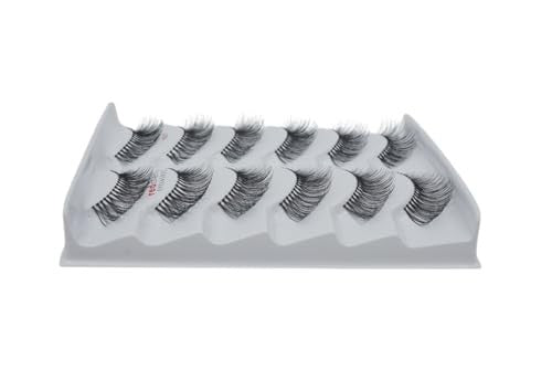 False Eyelashes #217 Full Set - 100% Human Hair, Black, 6 Pairs