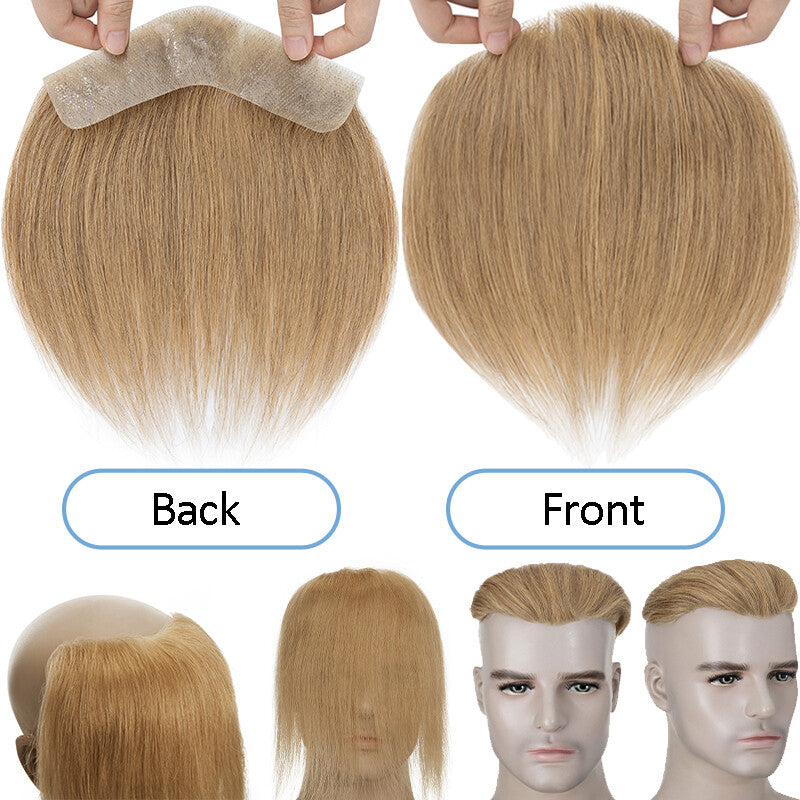 Mens Skin PU Front Hairpiece Toupee for Receding Hairline and Hair Loss