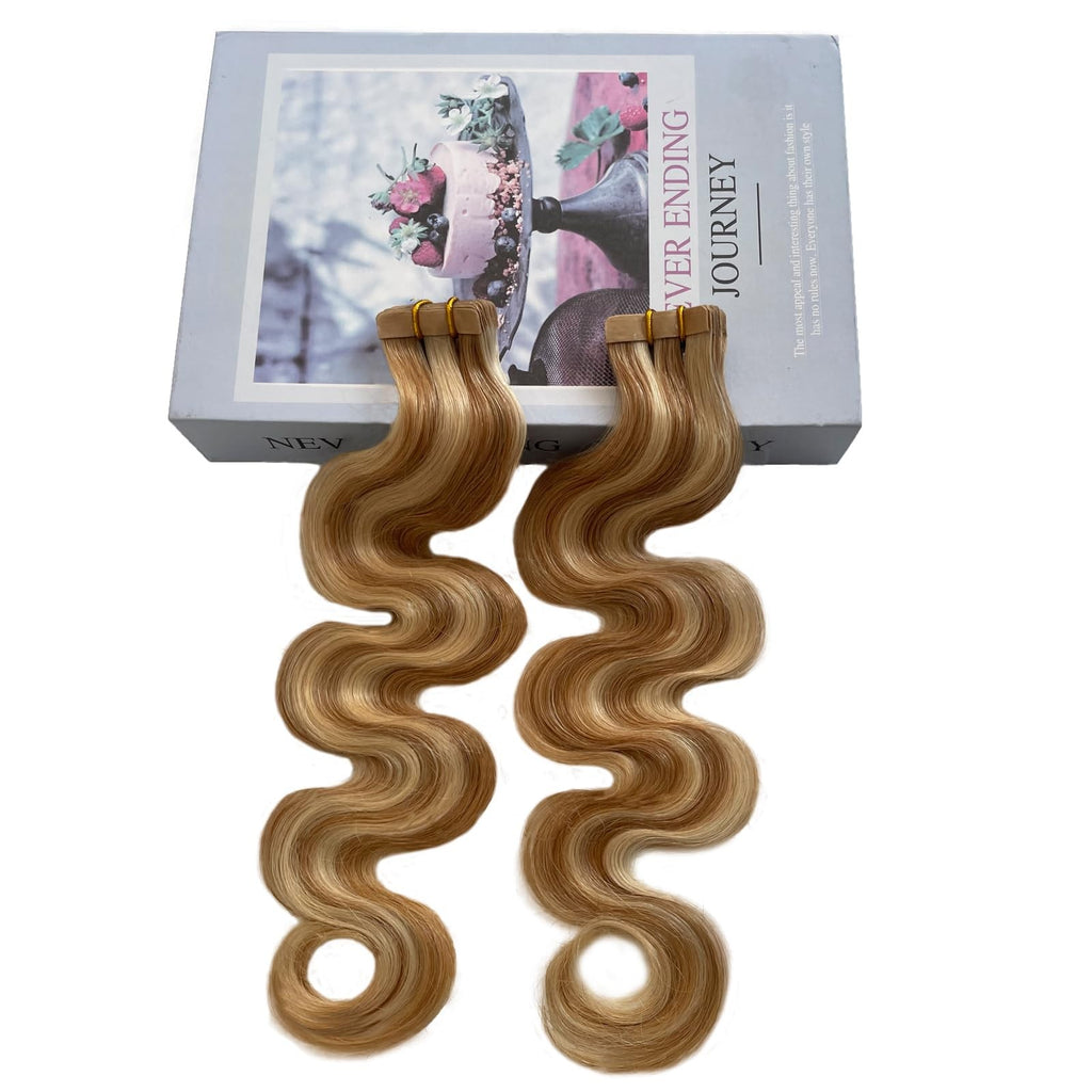 Human Hair Tape-In Extensions 18 Inch Curly Honey Blonde 20pcs