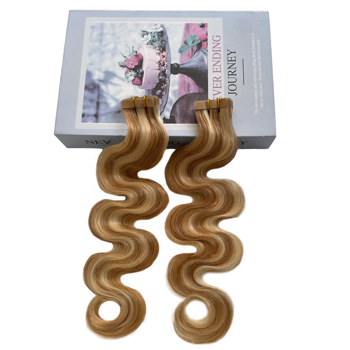 Human Hair Tape-In Extensions 18 Inch Curly Honey Blonde 20pcs