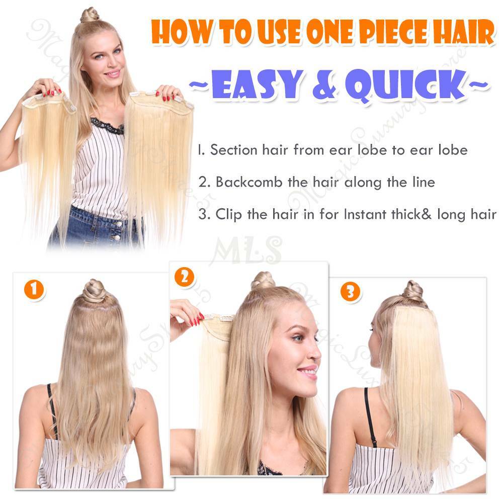 U Shape Full Head Remy Human Hair Extensions - One Piece Clip-In Weft