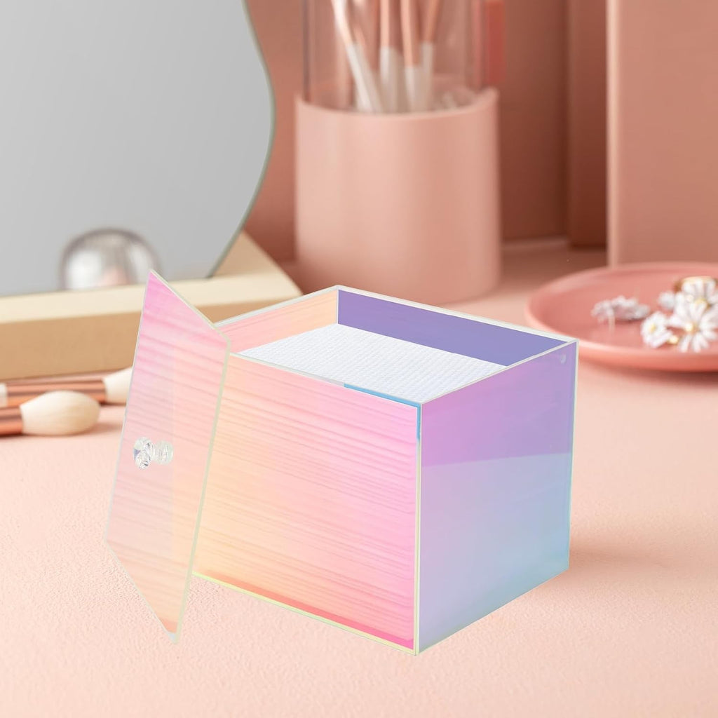 Disposable Face Towel Box, Acrylic towel holder clear rainbow lid