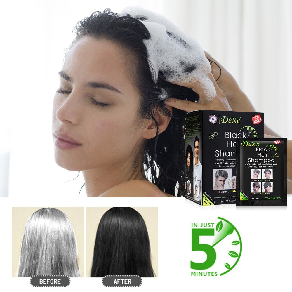 Black Hair Dye Shampoo 100PCS Natural Herbal Fast Instant 3-in-1 Hair Color