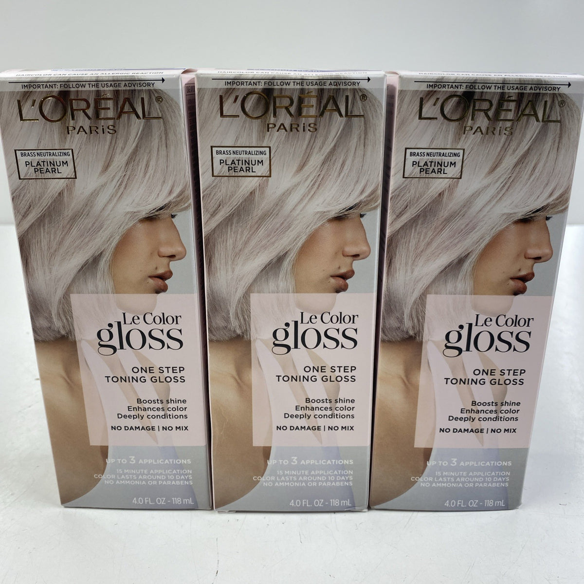 3-Pack L'Oréal Le Color Gloss Platinum Pearl Hair Toning Kit