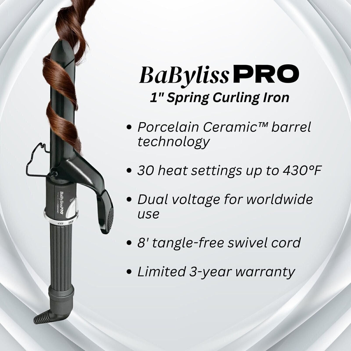 Porcelain Ceramic 1-Inch Flat Curling Iron for Hair Styling
