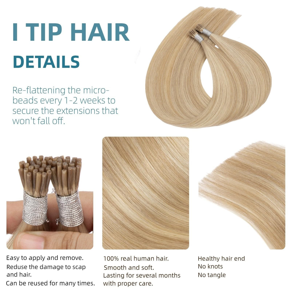 Jinyisong Human Hair Extensions Straight I Tip 22 Inch