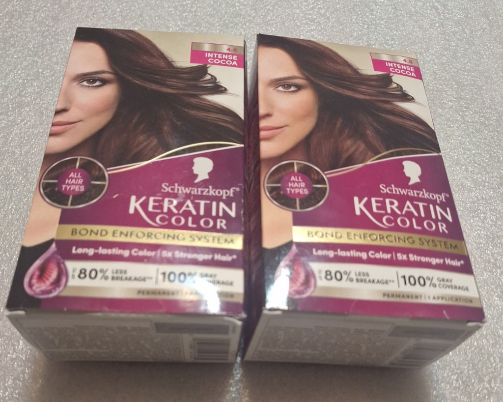 Schwarzkopf Keratin Color Permanent Hair Dye 4.6 Intense Cocoa Set