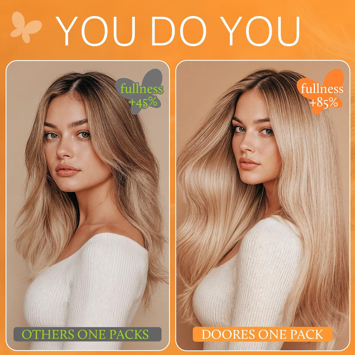 Clip In Hair Extensions Human Hair - Fast 5-Minute Installation, 7pcs, Real 9A Quality