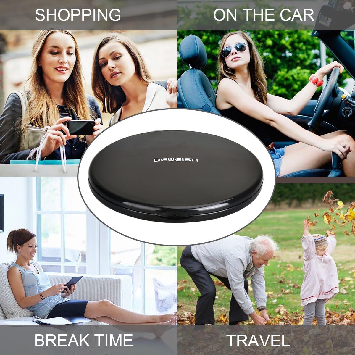 Compact 10x Magnifying Makeup Mirror 4 Inch Travel Pocket Black