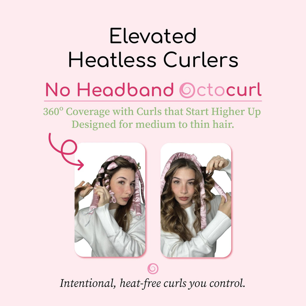 Heatless Curling Set No Headband for Long Hair - Satin or Q-Max Fabric