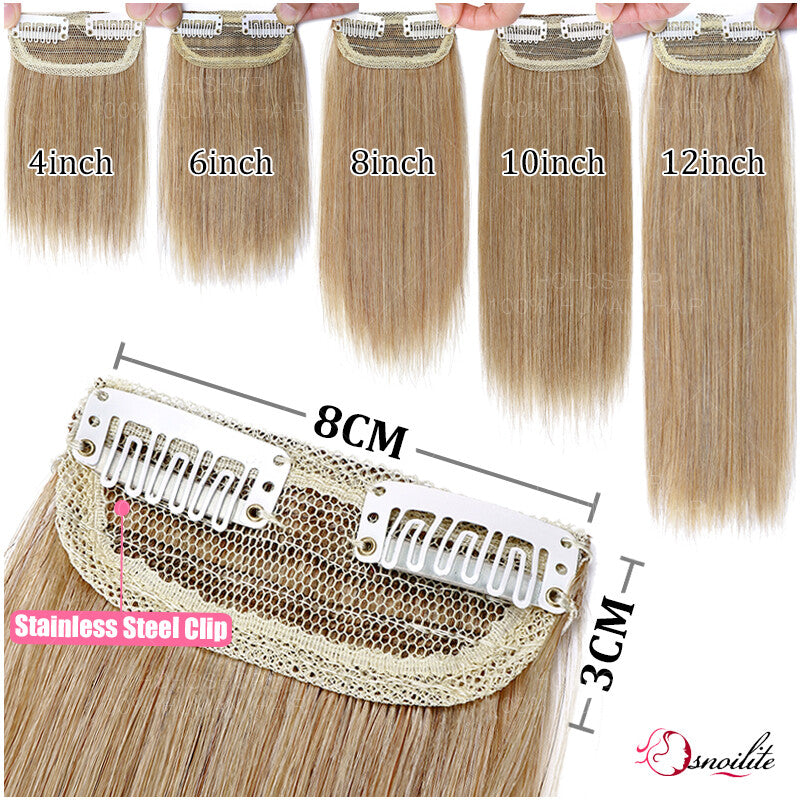 Clip In Short Hairpiece Human Hair Extensions Thick Pad Hair Topper