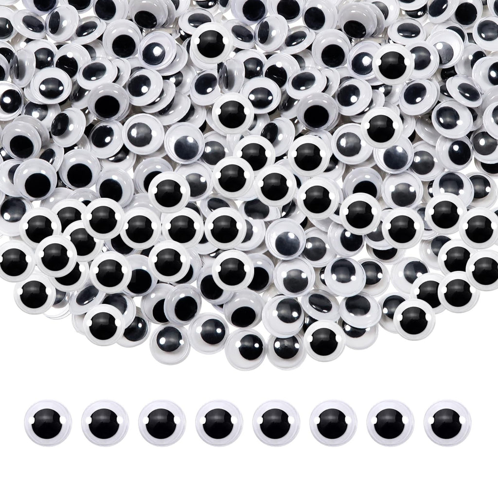 300pcs 10mm Self-Adhesive Plastic Wiggle Googly Eyes for Crafts & Decorations