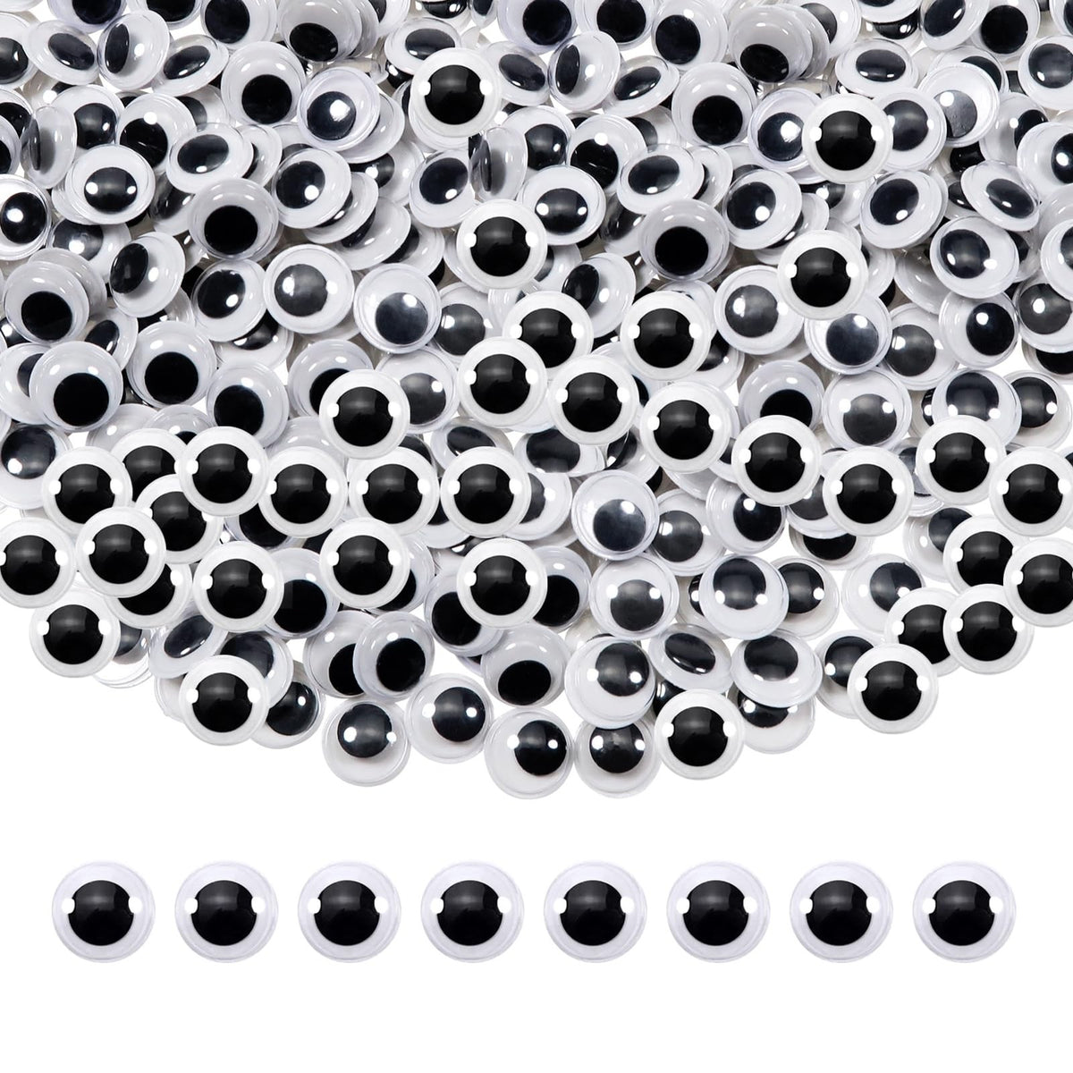 300pcs 10mm Self-Adhesive Plastic Wiggle Googly Eyes for Crafts & Decorations