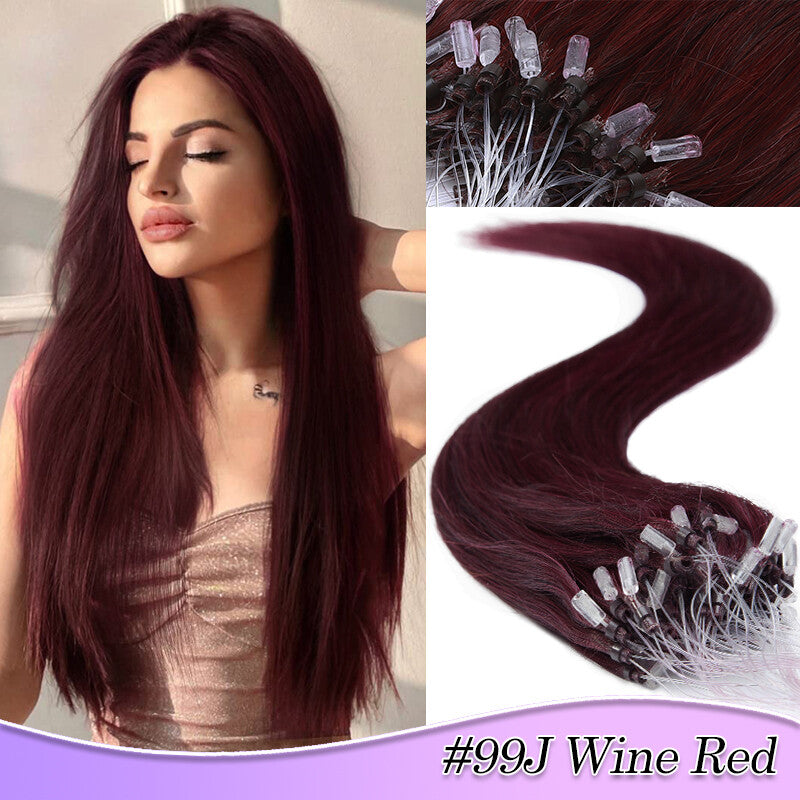 Micro Ring Human Hair Extensions - Remy Straight Microlink Beads, Multiple Lengths & Colors