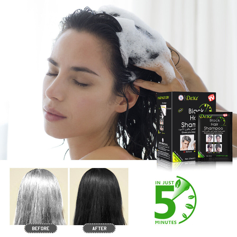 Instant Black Hair Dye Shampoo 10Pcs Nourishing Herbal Hair Color Treatment