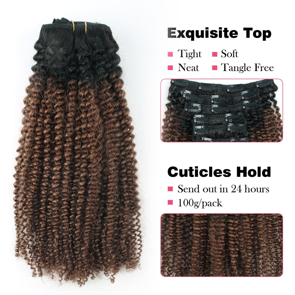 Afro Curly Clip-In Human Hair Extensions 12 Inch 7 Pieces for 4B 4C Hair