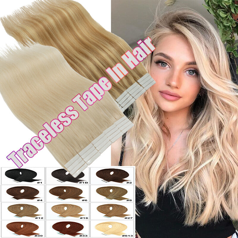 Remy Tape-In Hair Extensions Full Head 24 Inch Straight Human Hair