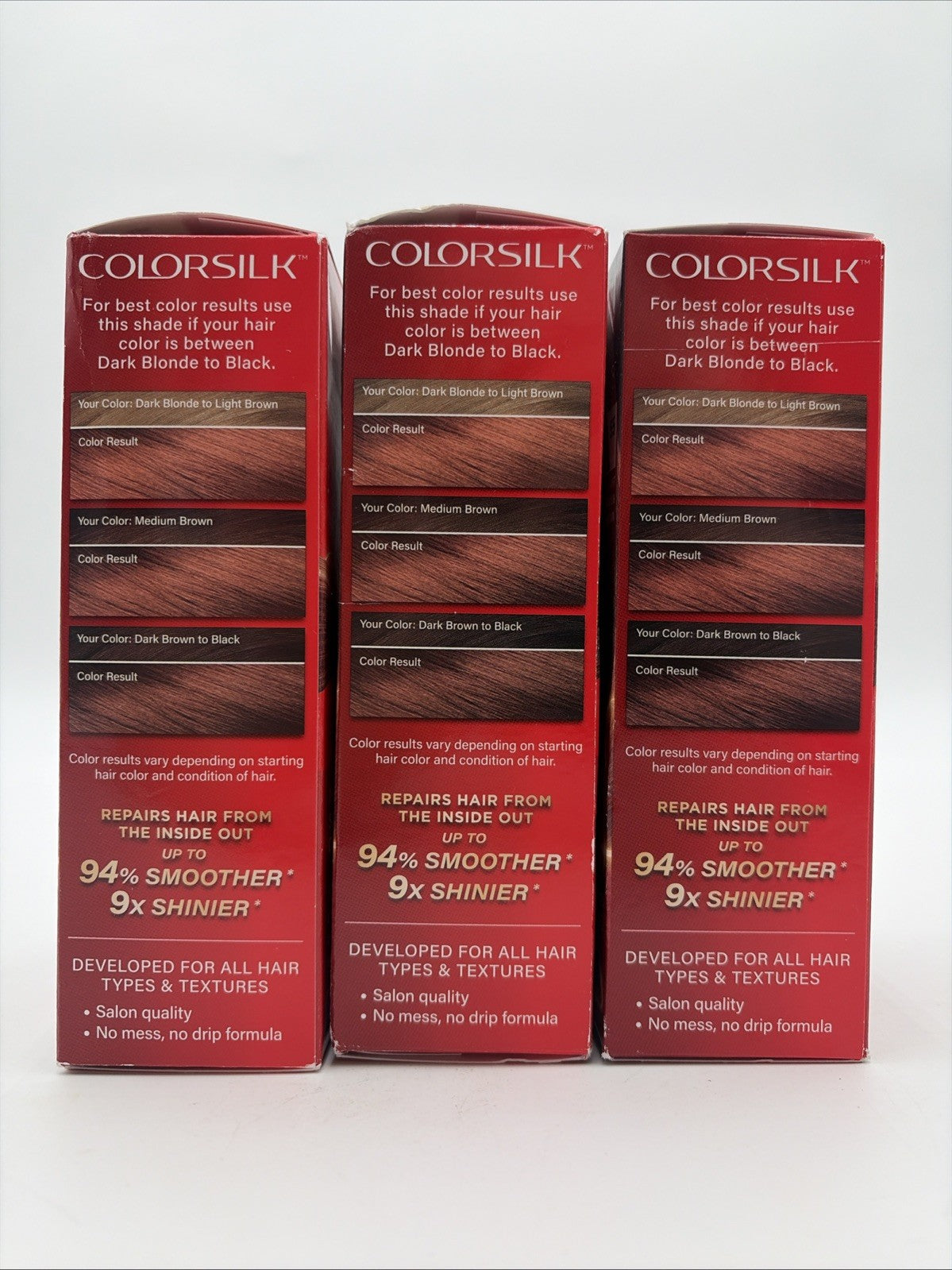 Revlon ColorSilk Beautiful Color Hair Dye 55 Light Reddish Brown Pack of 3