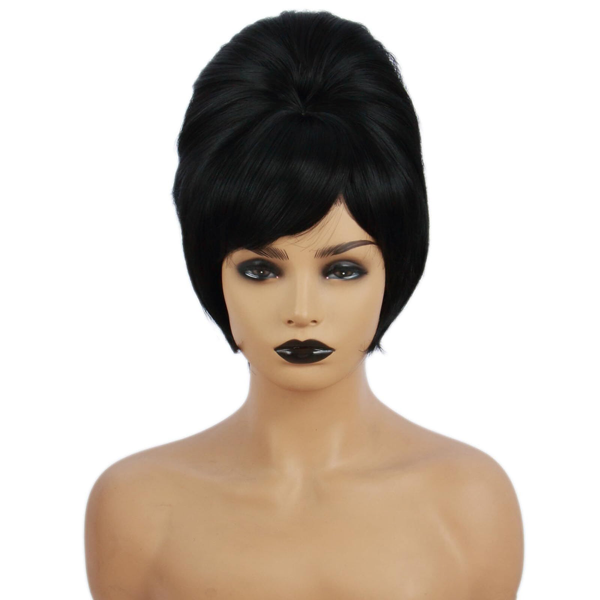 Retro Black Beehive Wig for Women Halloween Cosplay Costume