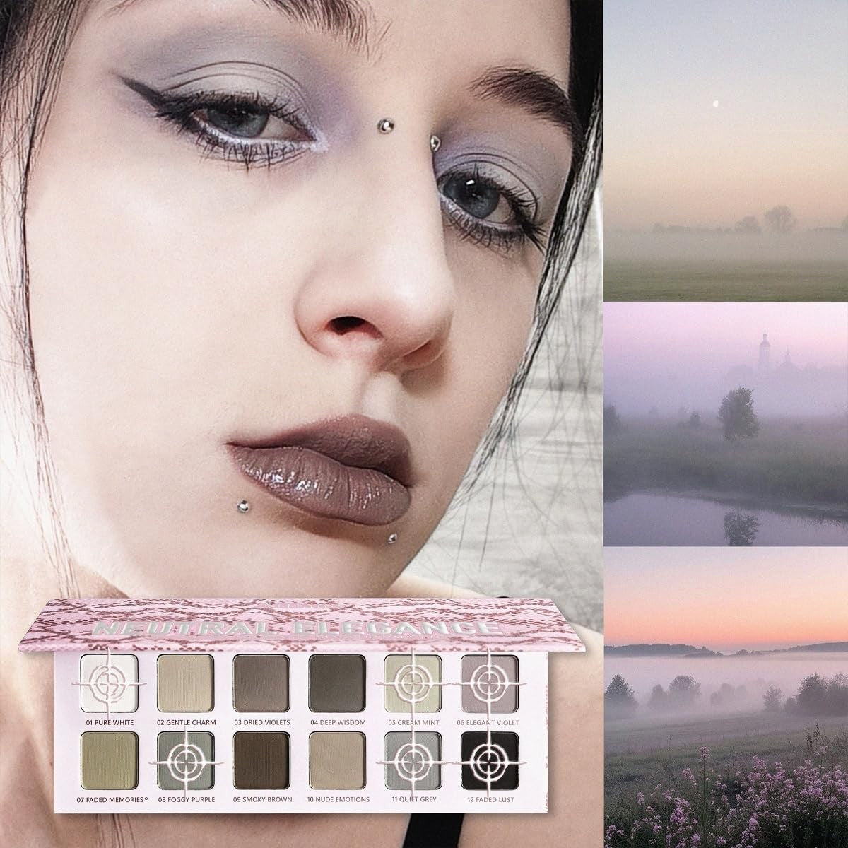 12-Color Matte Eyeshadow Palette for Smoky & Natural Looks - Cool Tones, Long Lasting
