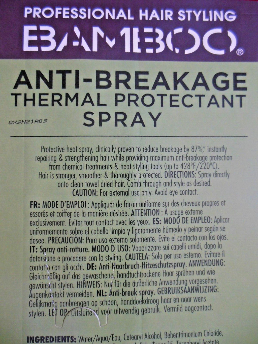 Bamboo Anti-Breakage Thermal Protectant Spray with Kendi Oil - Heat Protection up to 428°F, 4.2 fl oz