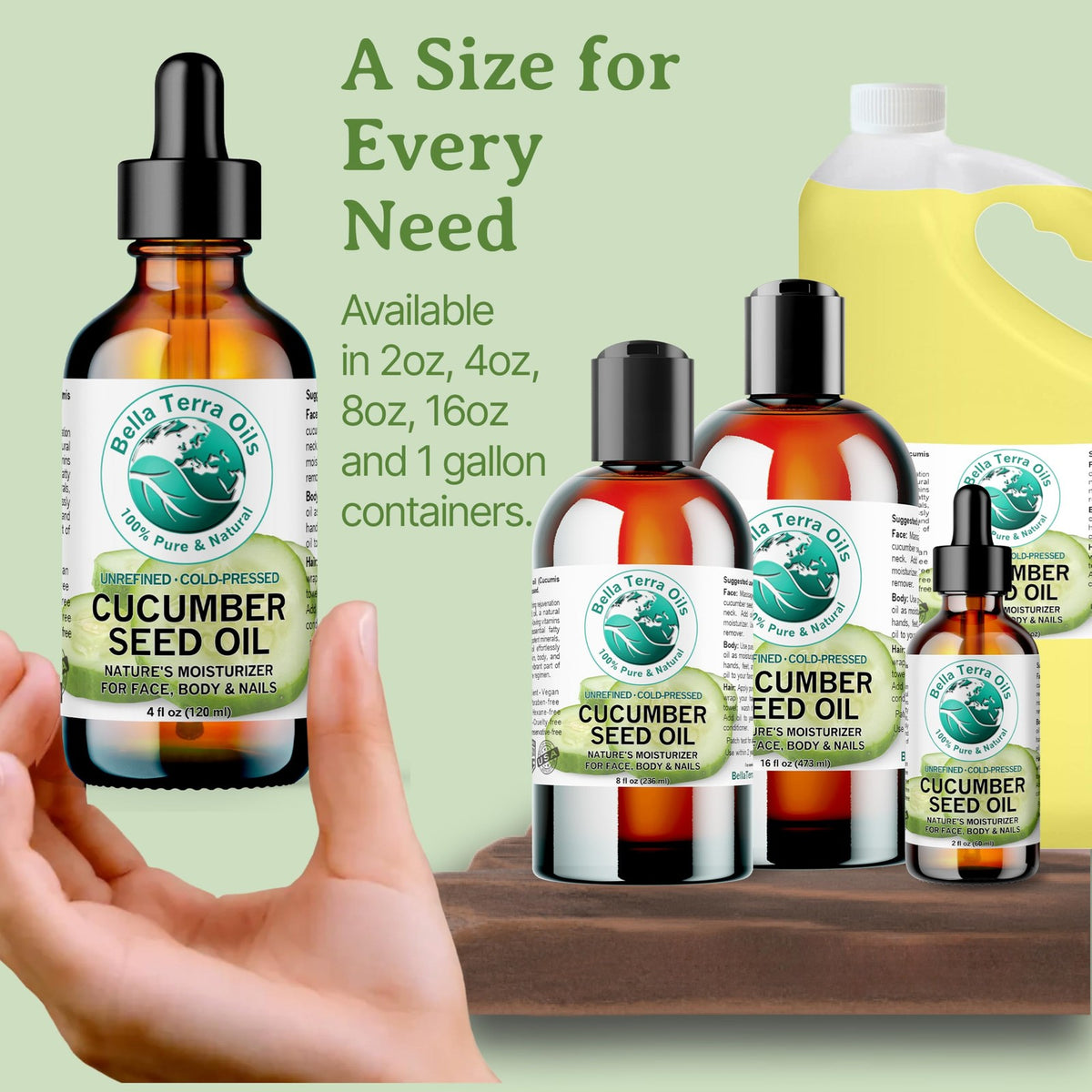 Cucumber Seed Oil - Natural Skin Moisturizer & Radiance Booster 8 oz