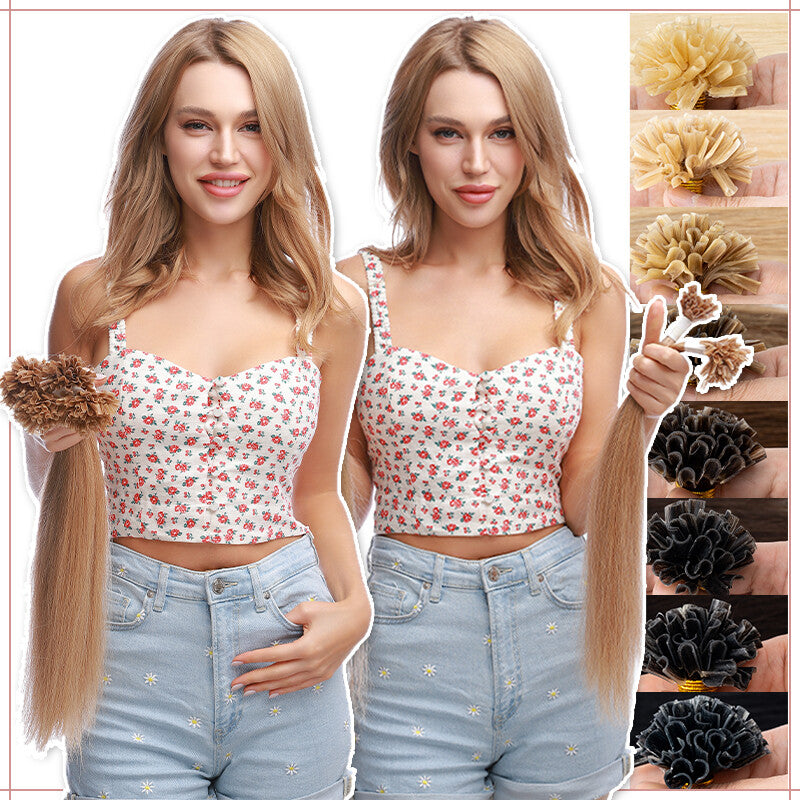Pre-Bonded Human Hair Extensions U Tip Keratin Hair Extensions - Multiple Lengths & Colors