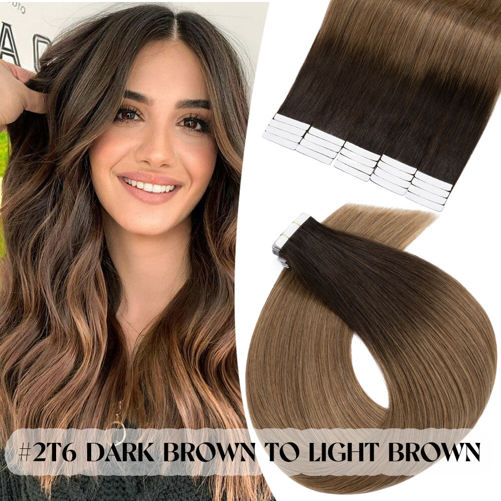 Remy Human Hair Tape-In Extensions 20-60pcs - Natural Black & Blonde Shades