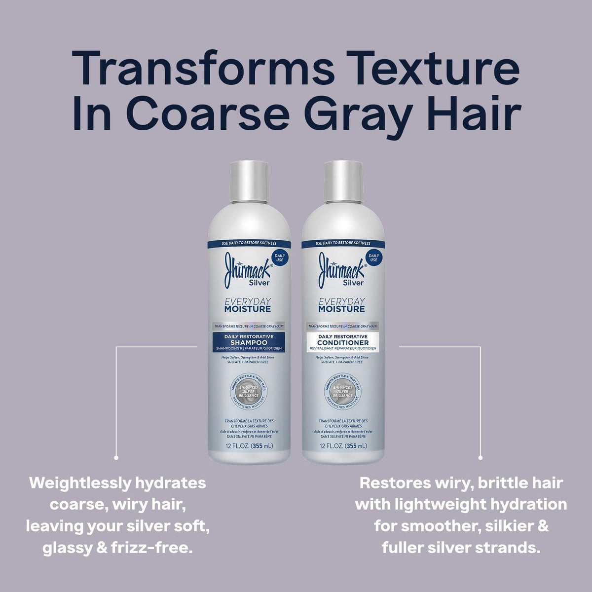 Gray Hair Moisture Shampoo & Conditioner Set - Sulfate-Free, 12 Oz