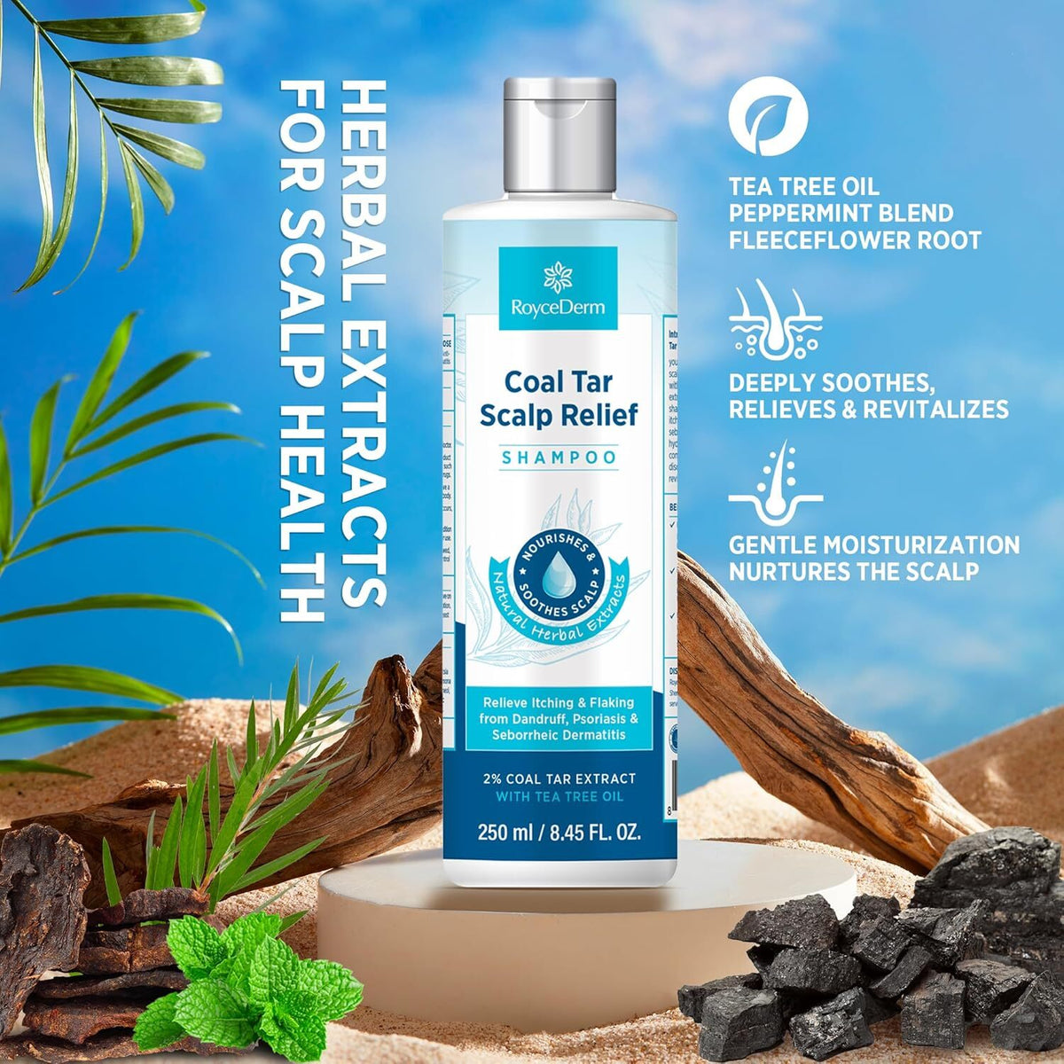 Extra Strength Coal Tar Dandruff Shampoo with Tea Tree Oil for Scalp Relief