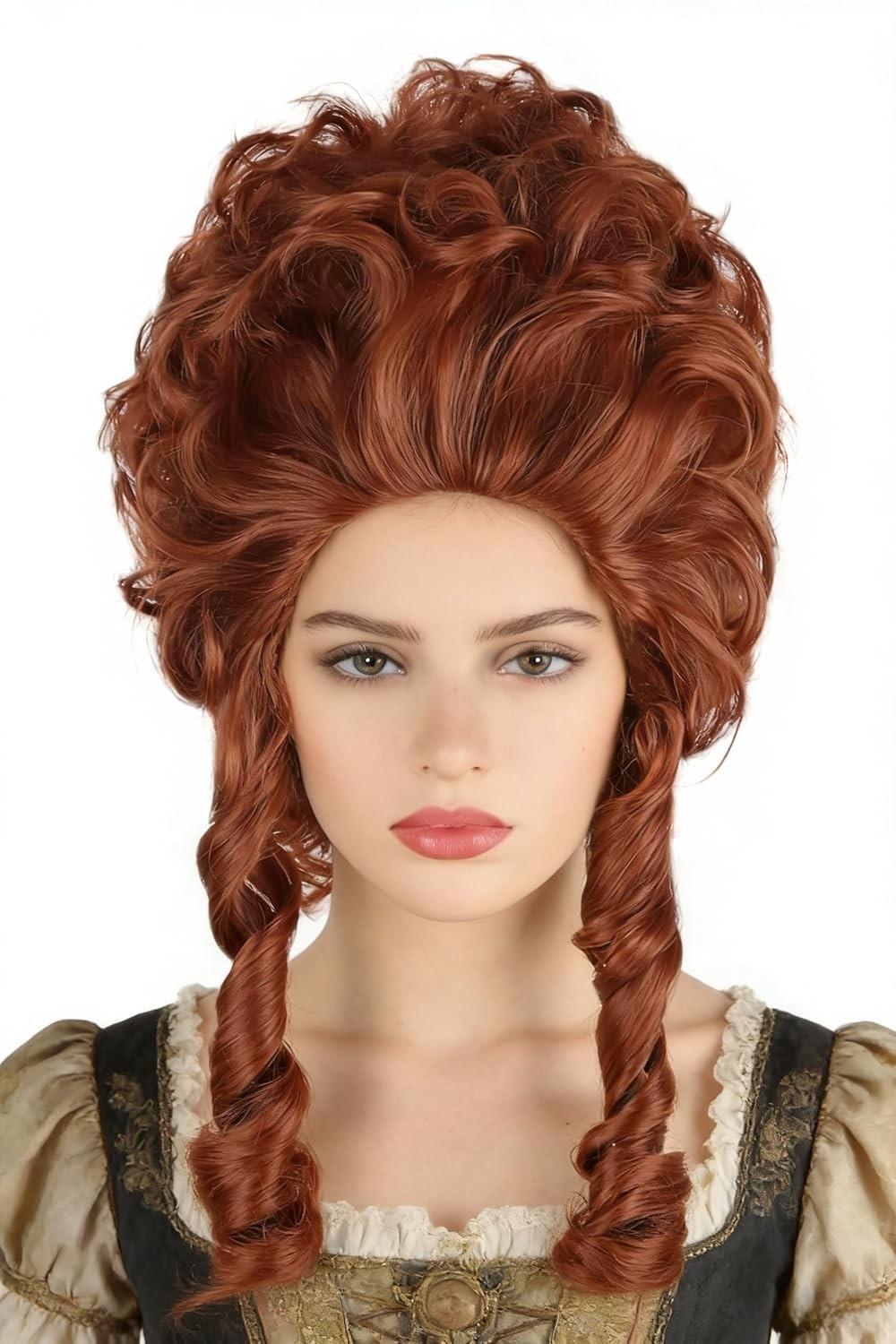 Women Beehive Wig Wine Red Long Wavy Vintage Costume Cosplay Halloween