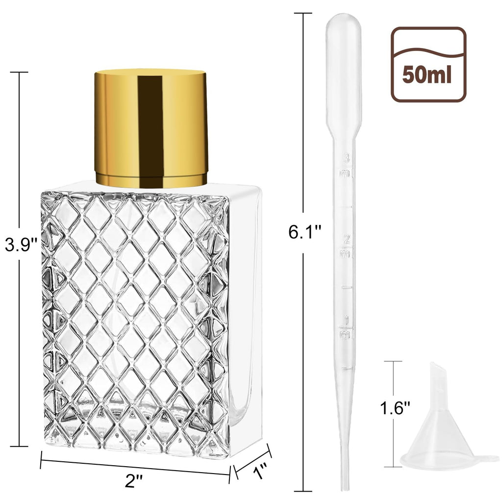 Refillable 50ml Glass Perfume Spray Bottle with Fine Mist Atomizer and Travel Accessories
