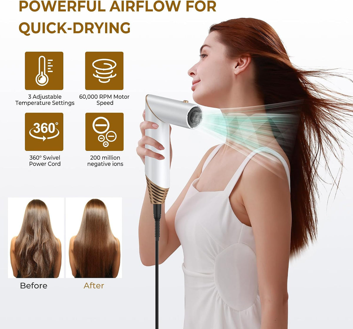 5-in-1 Hot Air Hair Dryer Brush Volumizer Curling & Straightening Styler