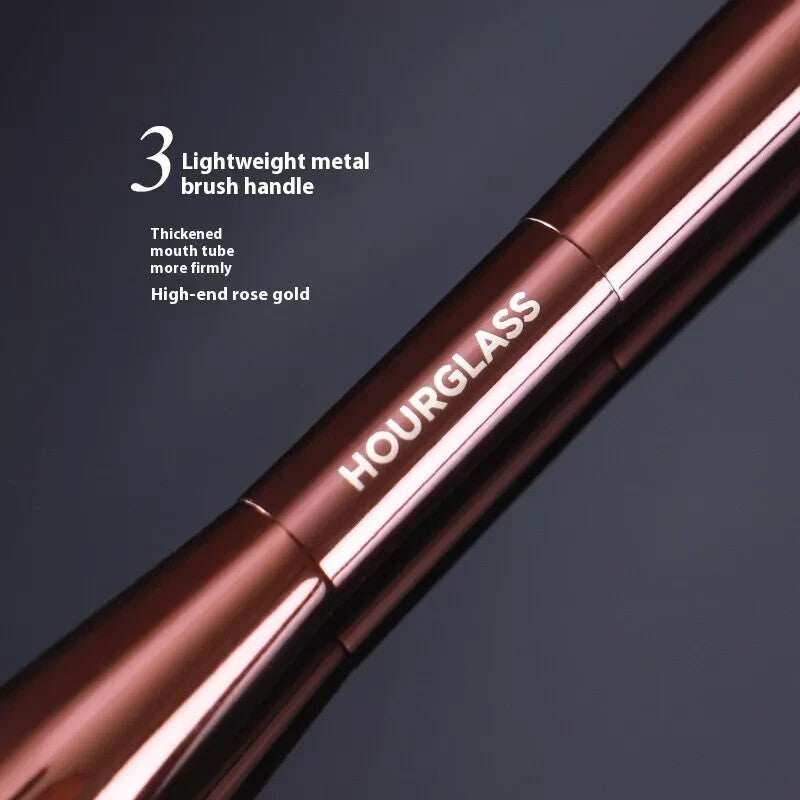 Double Ended Makeup Brush for Powder, Highlighter & Blush - Vegan & Soft