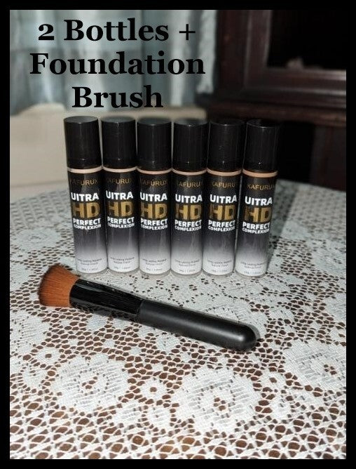 Professional Full Coverage Liquid Foundation with Brush - Waterproof & Long Lasting
