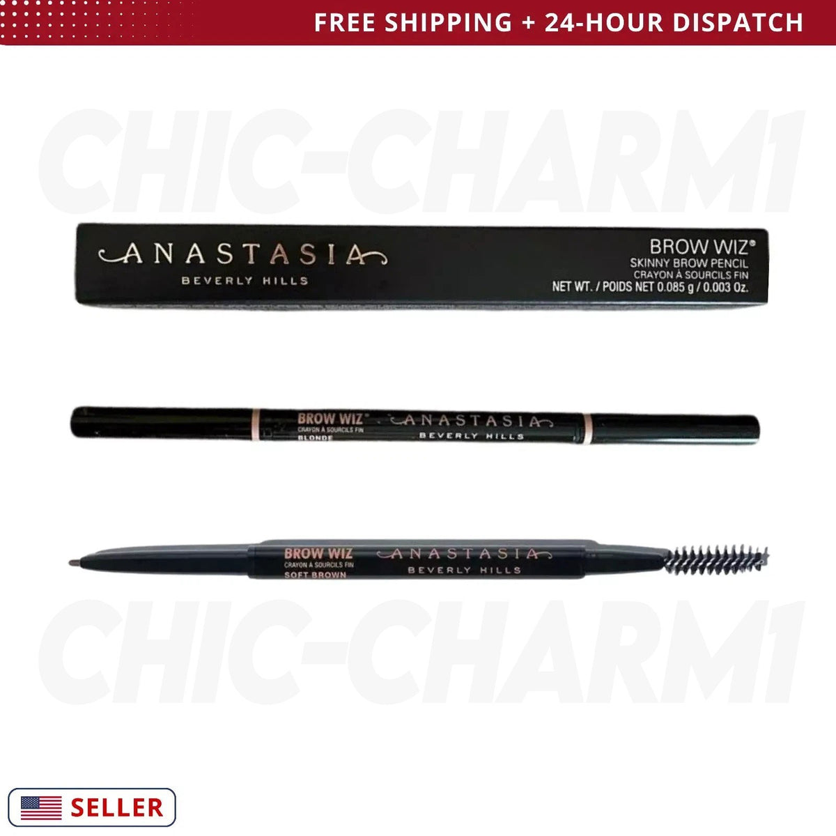 Brow Pencil with Fine Tip & Spoolie Brush for Natural, Precise Eyebrow Definition
