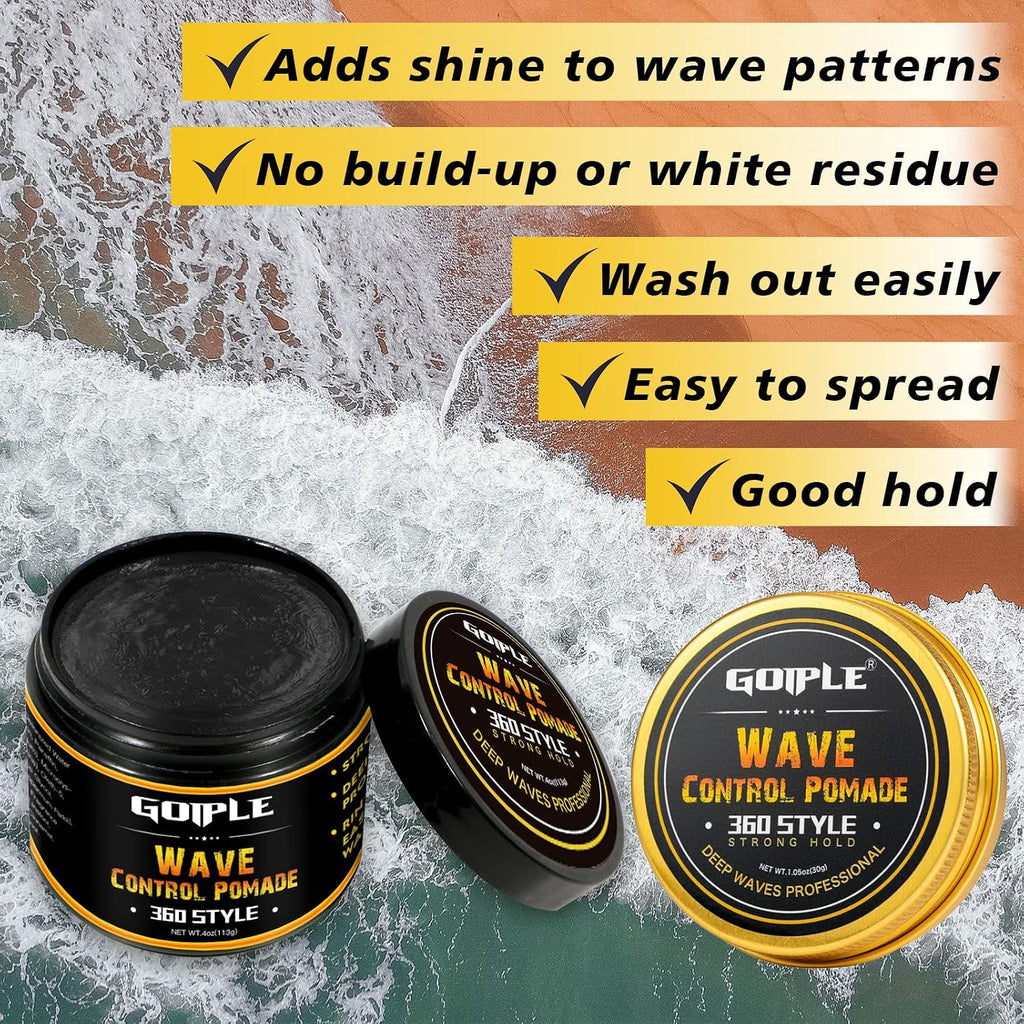 Men's Natural Wave Pomade for Strong Hold & Easy Wash - Hair Styling Cream