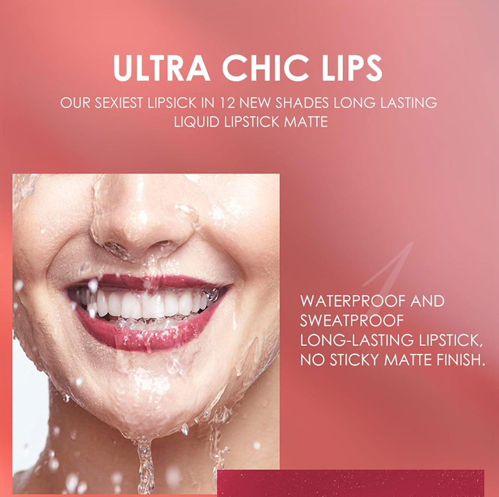 Matte Liquid Lipstick & Lip Liner Set (12Pcs) – Long-Lasting Waterproof Lip Makeup Kit