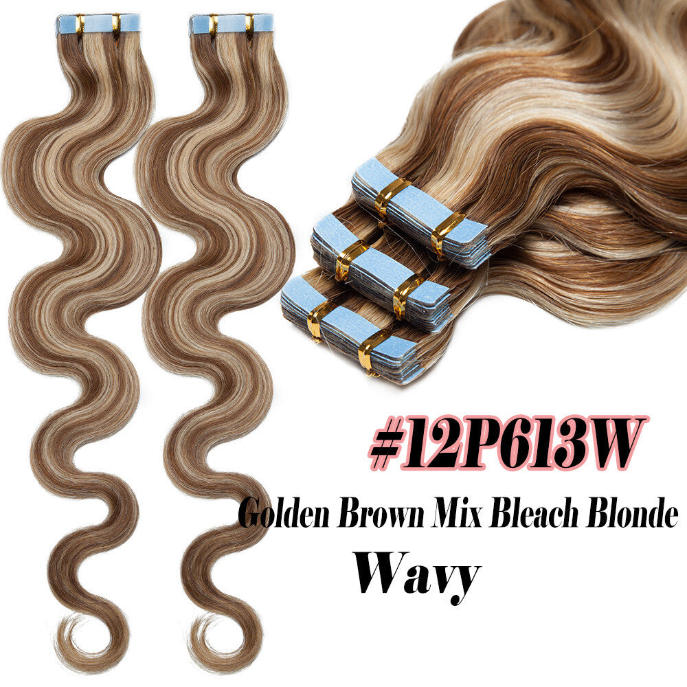 100% Human Hair Tape-In Extensions Full Head Body Wave & Straight Styles