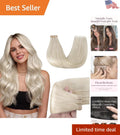 Invisible Tape-In Hair Extensions 18-Inch Platinum Blonde Remy Hair 20 Pieces