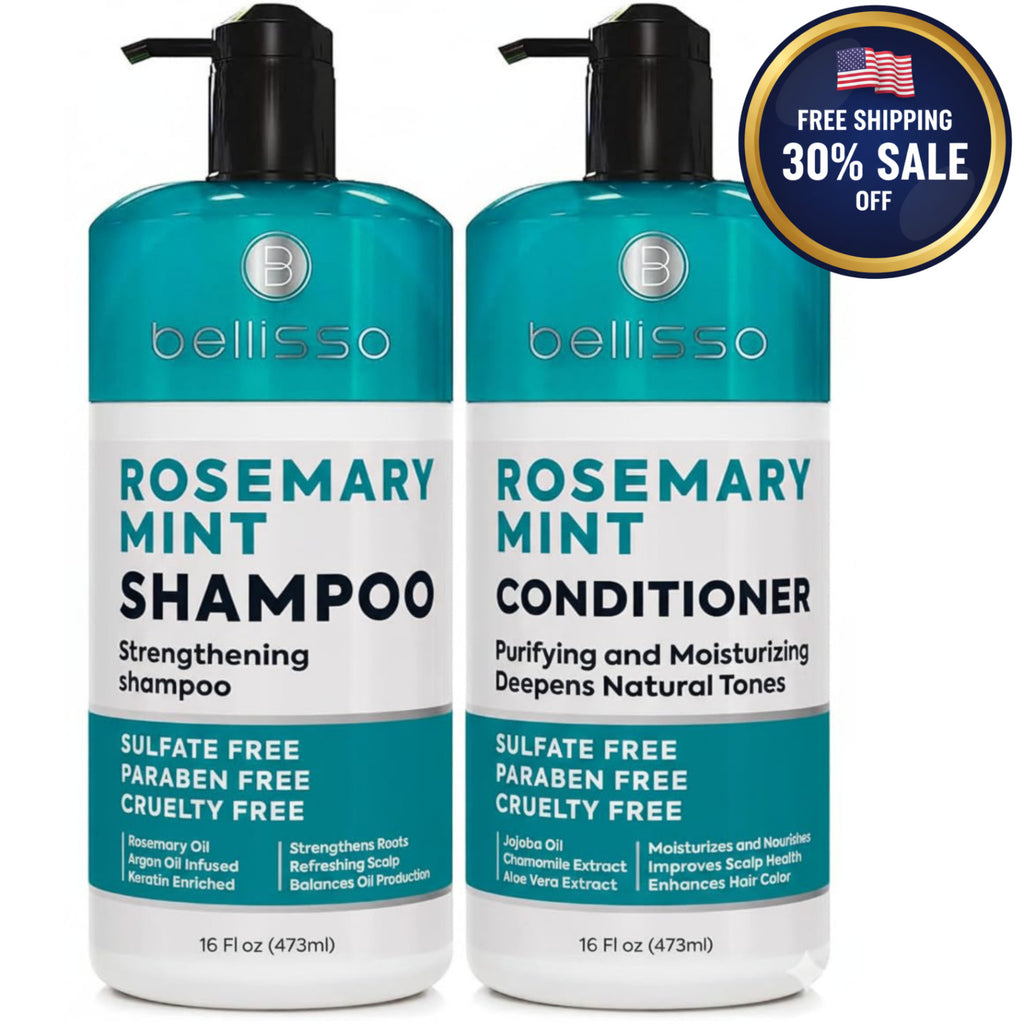 Rosemary & Peppermint Volumizing Shampoo & Conditioner Set for Thinning Hair