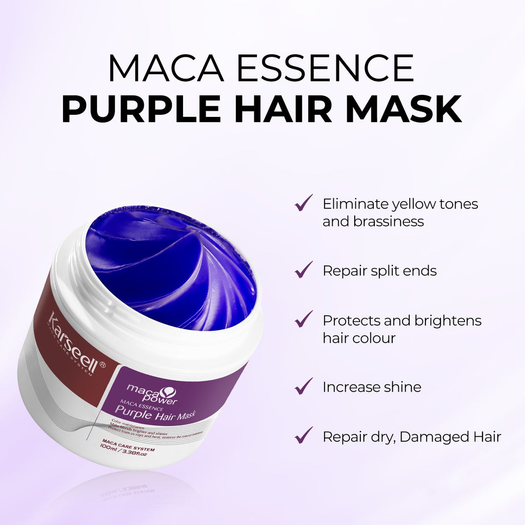 Purple Hair Mask for Blonde & Silver Hair - Neutralizes Brass & Yellow Tones, 100ml